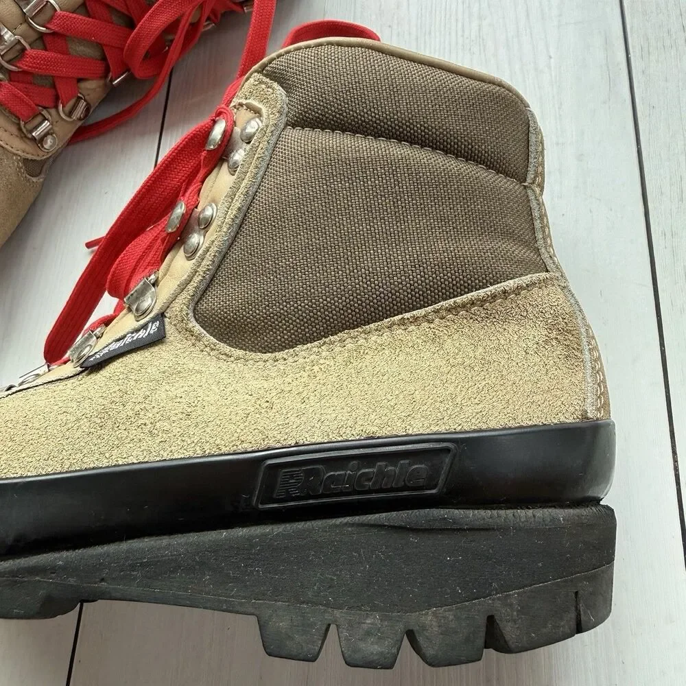 Vintage Raichle Men's Size 8 M Swiss Suede/Canvas Hiking Mountaineering Boots